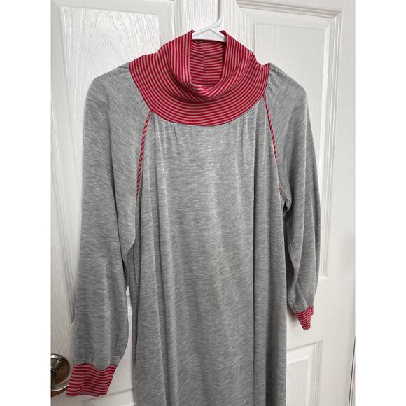 American Vintage Sears JR Bazaar turtleneck maxi dress sleeved gray red medium - Picture 10 of 16